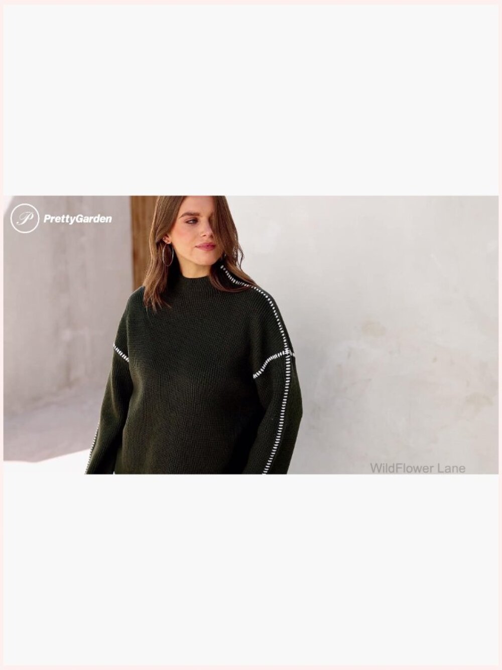 Chunky Knit Mock Neck Oversized Pullover Sweater - Relaxed Fit - Picture 7 of 7